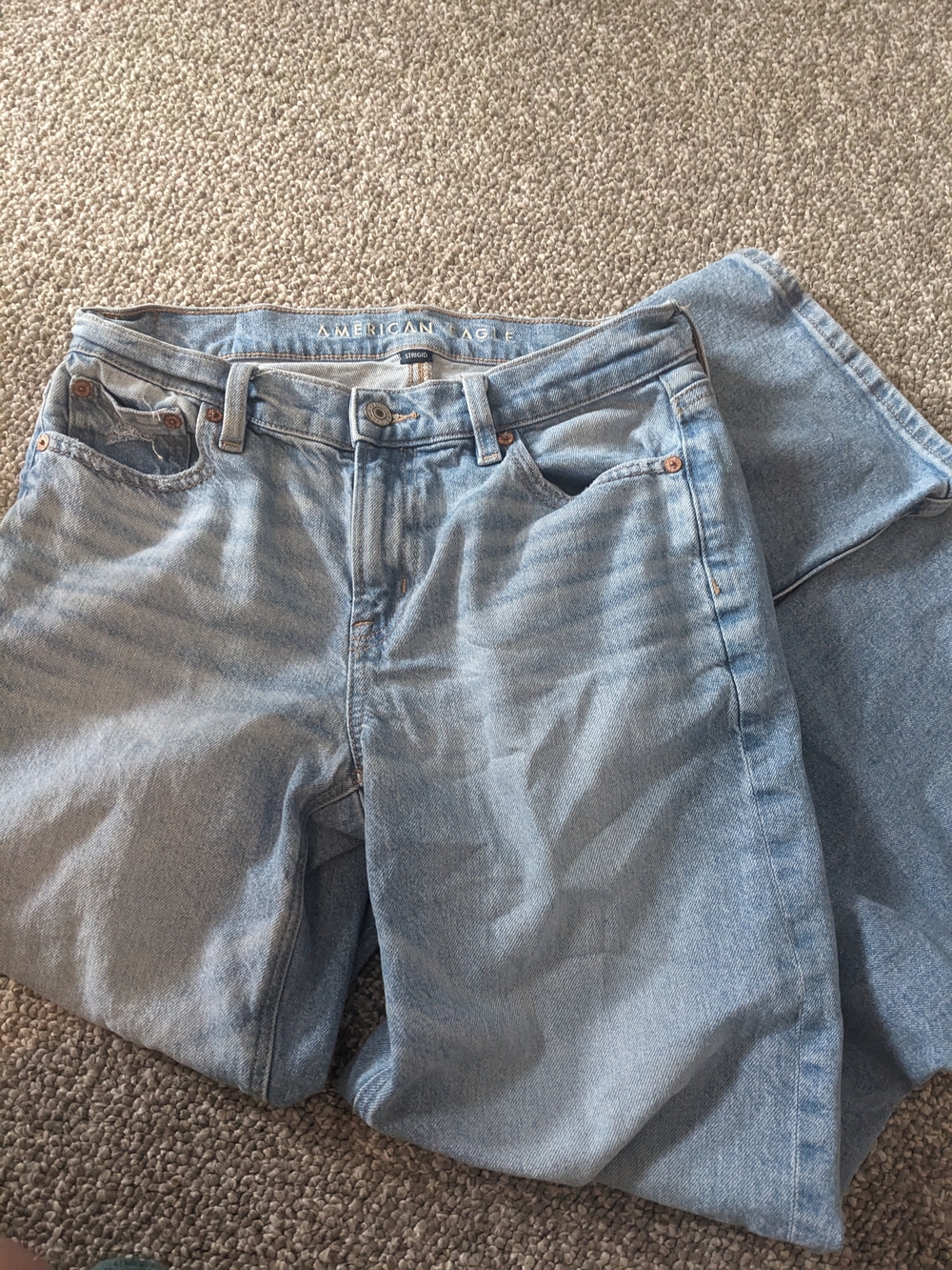 American Eagle Strigid Stovepipe Light Wash Jeans, Size 0 Regular